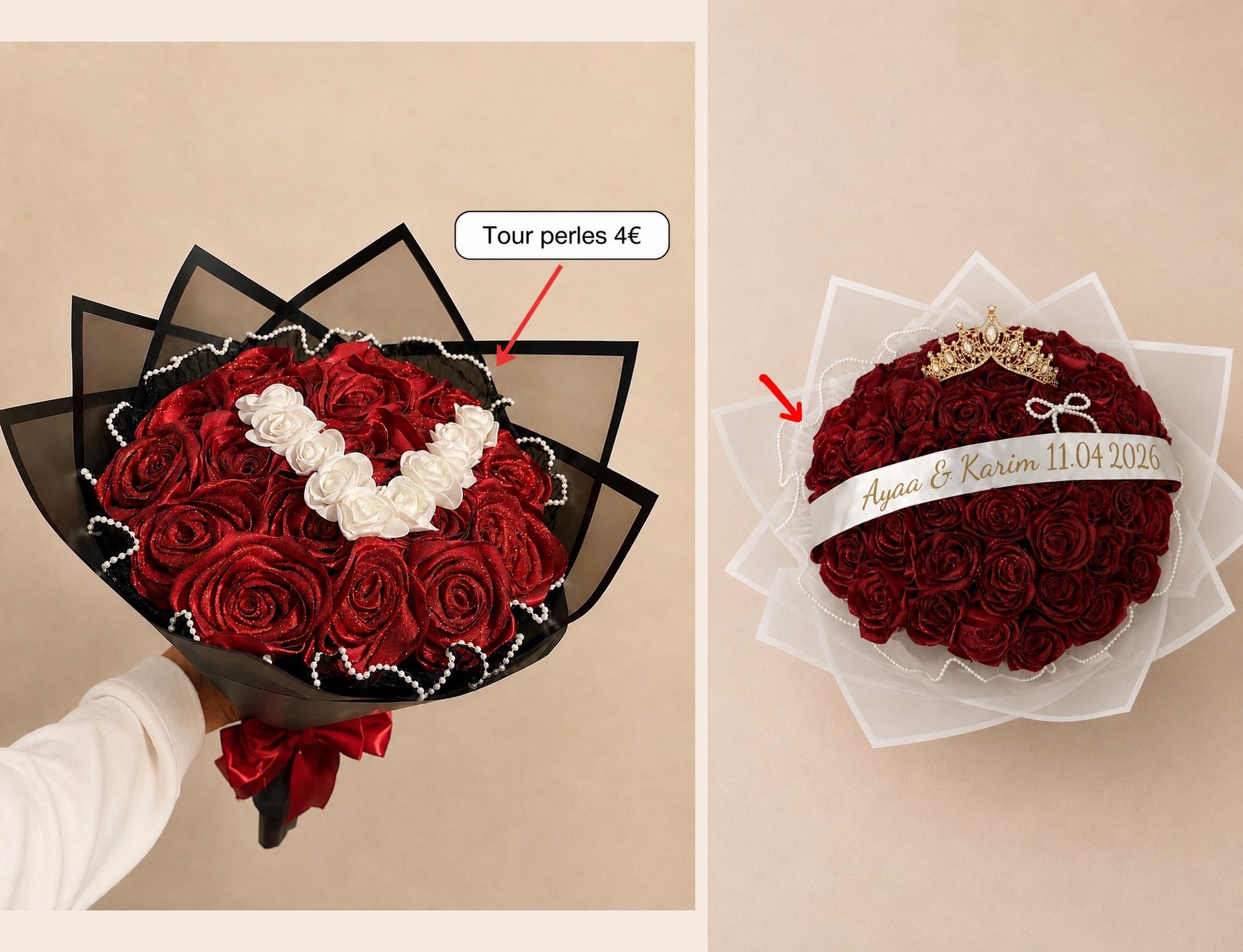 Tour de bouquet en perles